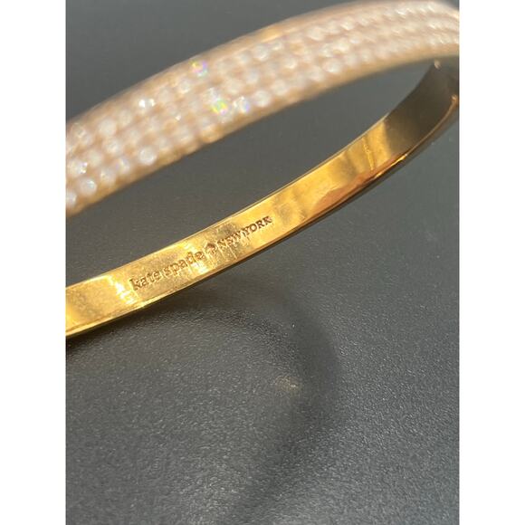 Kate Spade‎ NY Heavy Metals Row Pave Hinged Bangle Bracelet in clear/rose gold - Picture 10 of 10